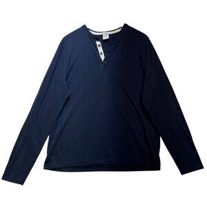 Abercrombie & Fitch Mens Muscle Henley T-Shirt Long Sleeve Size XXL Blue Stretch